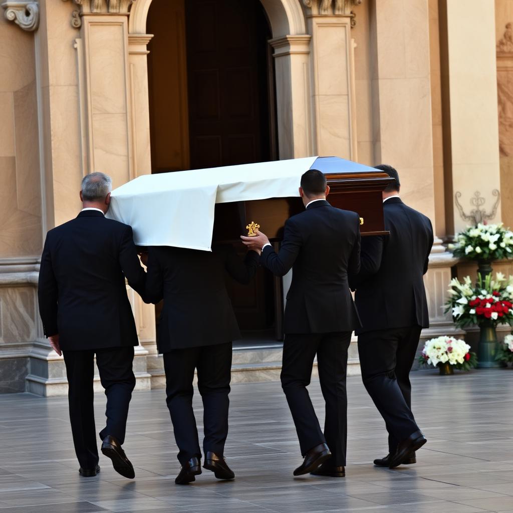 Portatori davanti alla chiesa