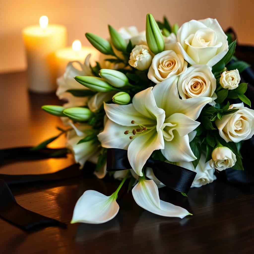 Bouquet con nastro nero